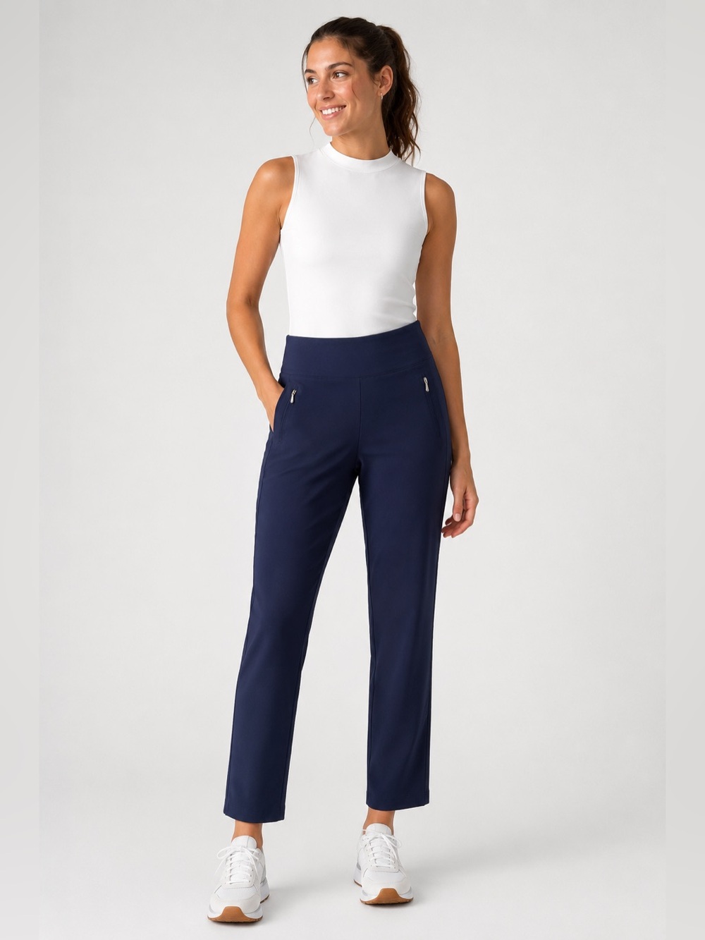 Athleta Navy Cropped Straight-Leg Pants